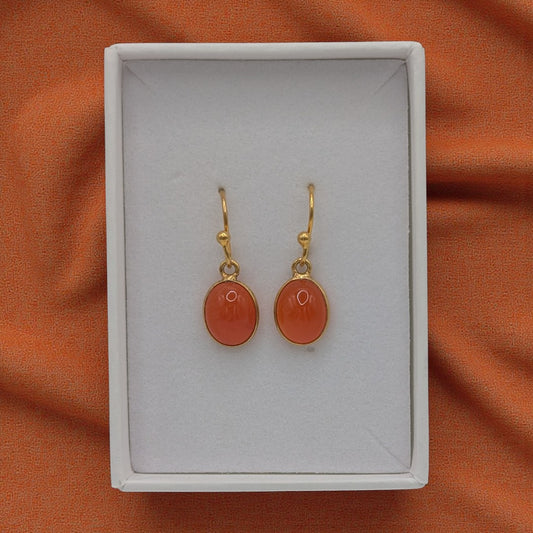 Gold Plated Sterling Silver Emira Carnelian Drop Earrings 1"