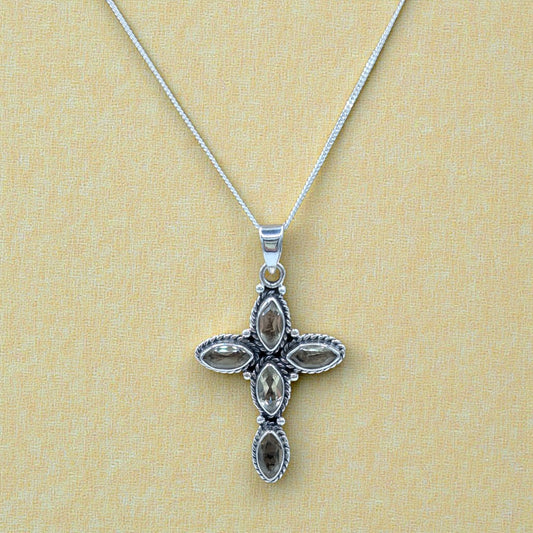 Sterling Silver Emira Citrine Cross Necklace