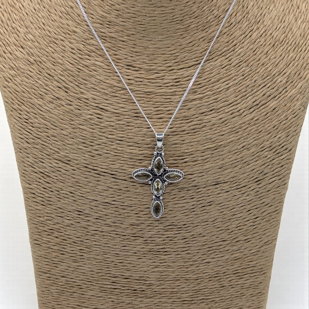 Sterling Silver Emira Citrine Cross Necklace