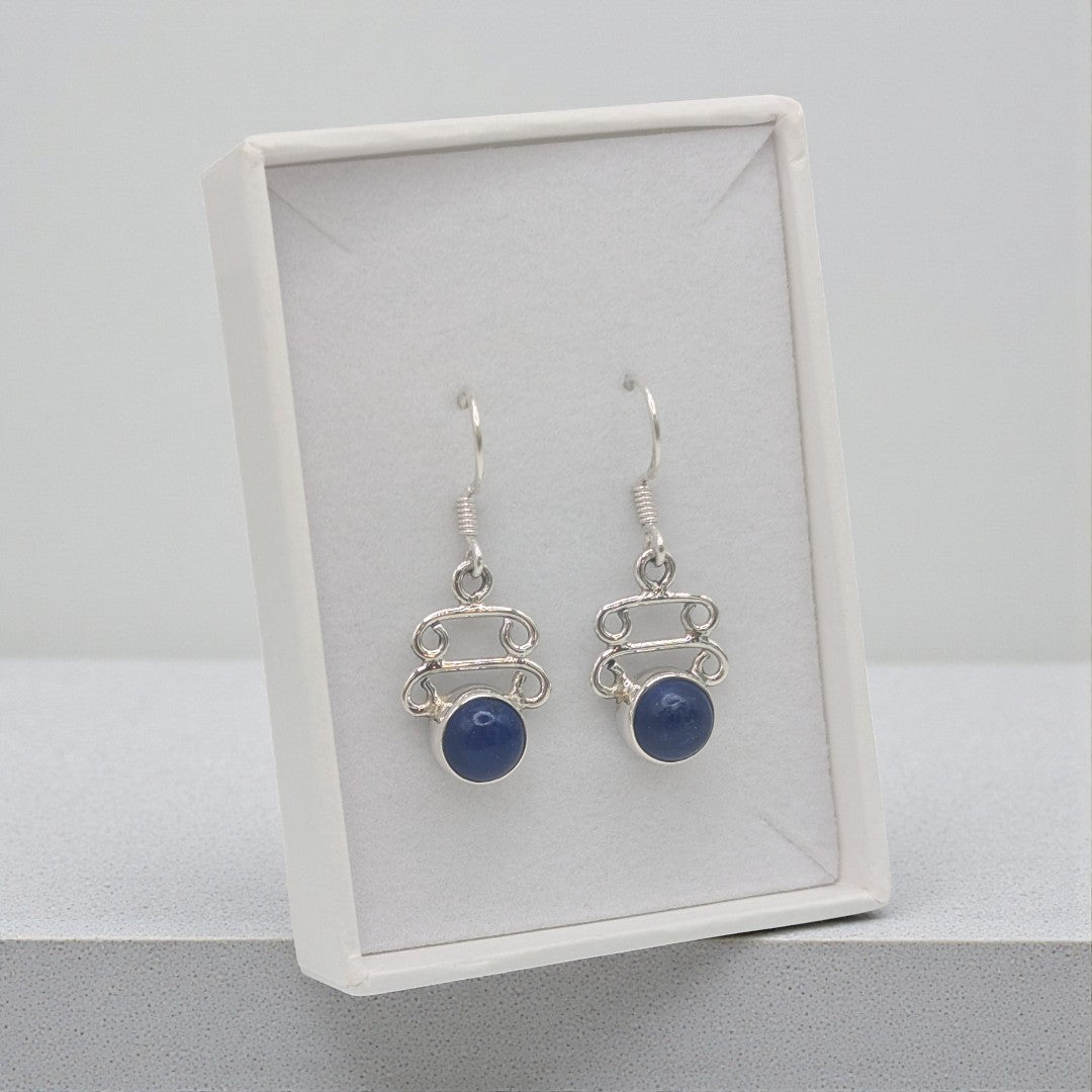 Sterling Silver Lapis Lazuli Ornate Drop Earrings 1.3"
