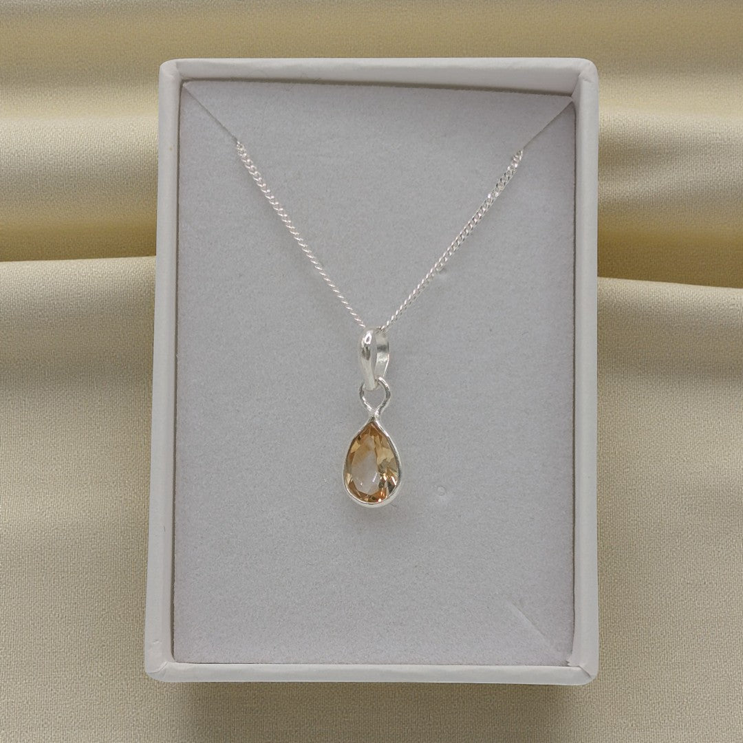 Sterling Silver Emira Dainty Teardrop Citrine Necklace
