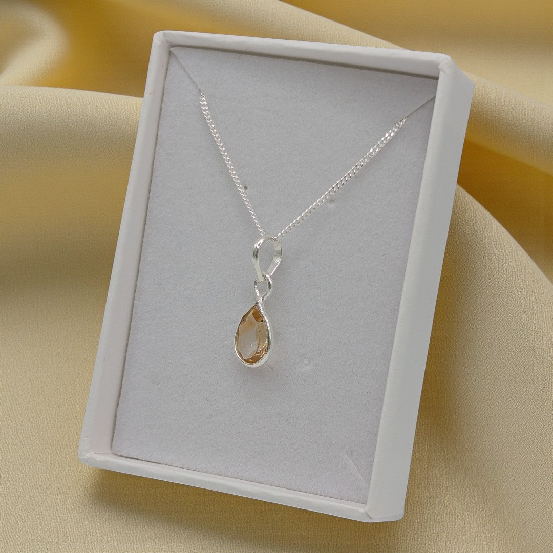 Sterling Silver Emira Dainty Teardrop Citrine Necklace