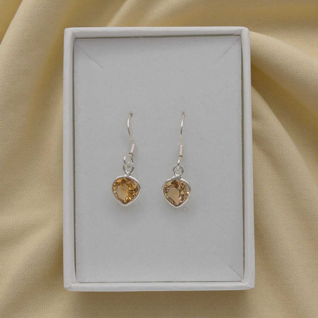 Sterling Silver Citrine Teardrop Earrings 1"
