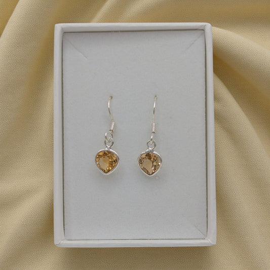 Sterling Silver Citrine Teardrop Earrings 1"