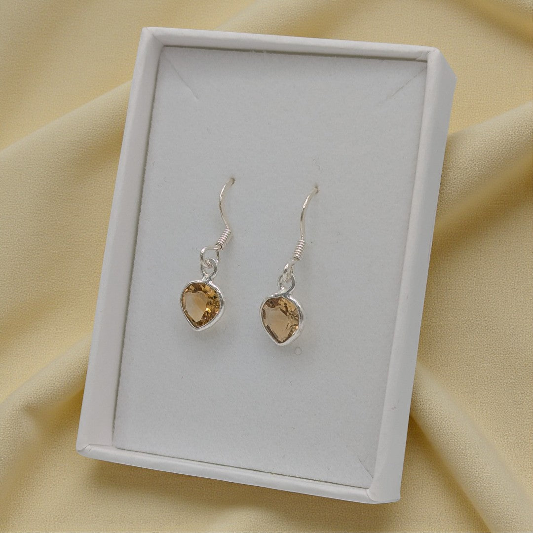 Sterling Silver Citrine Teardrop Earrings 1"