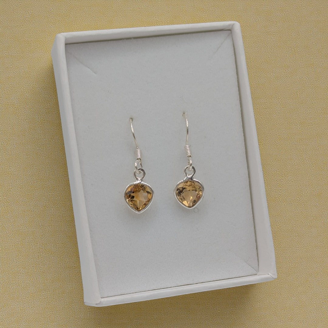 Sterling Silver Citrine Teardrop Earrings 1"