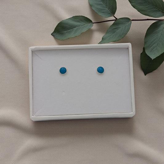 Sterling silver turquoise round stud earrings