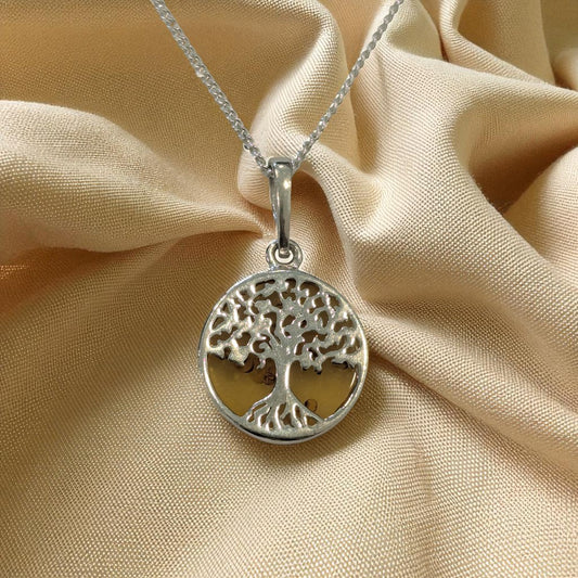 Sterling Silver Amber Tree Of Life Necklace