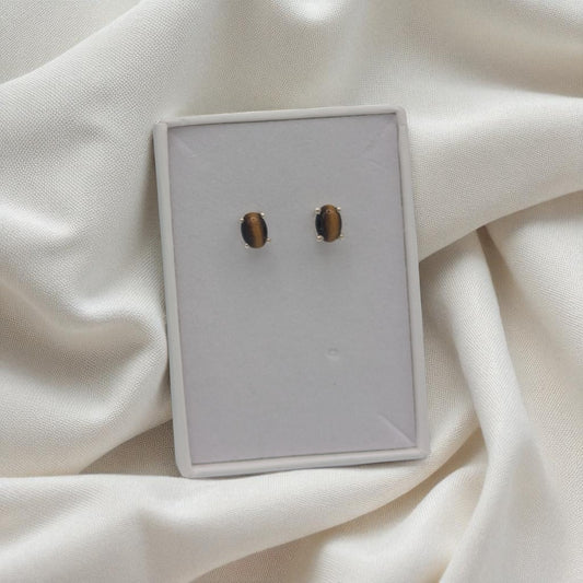 Sterling Silver Tiger's Stud Earrings 0.3"