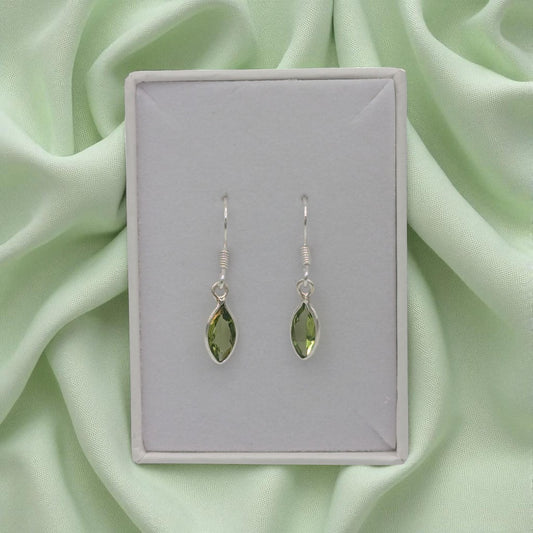 Sterling Silver Peridot Drop Earrings 1.2"