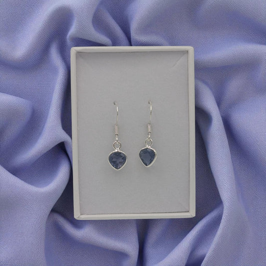 Sterling Silver Iolite Teardrop Earrings 1"