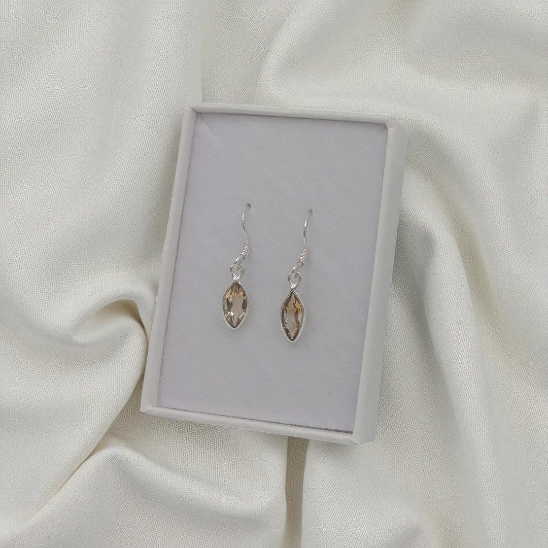 Sterling Silver Citrine Drop Earrings 1.2"