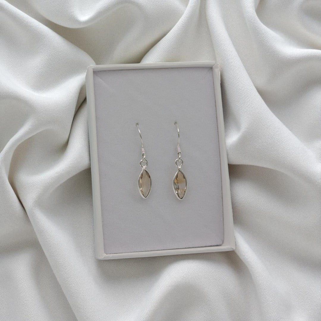 Sterling Silver Citrine Drop Earrings 1.2"