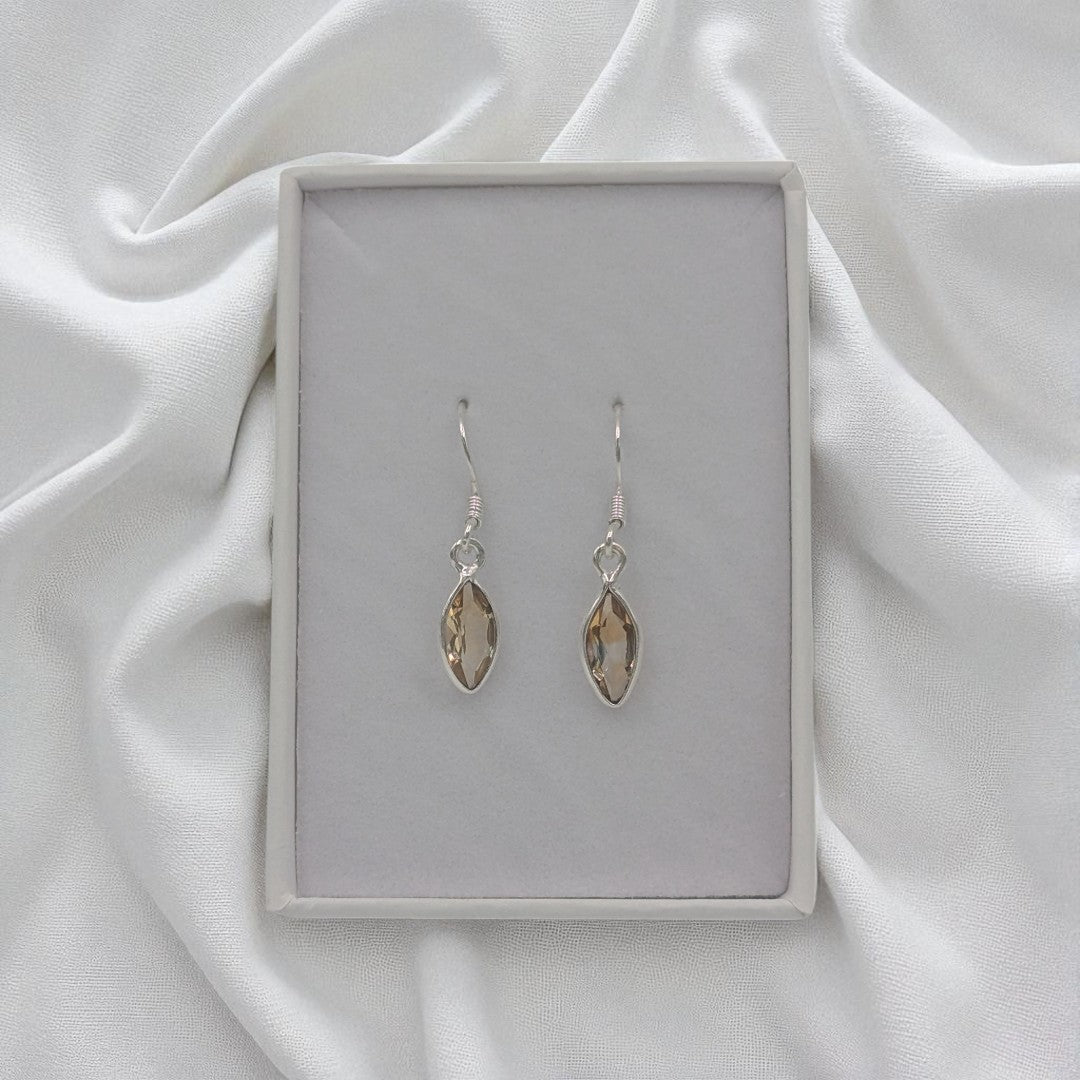 Sterling Silver Citrine Drop Earrings 1.2"