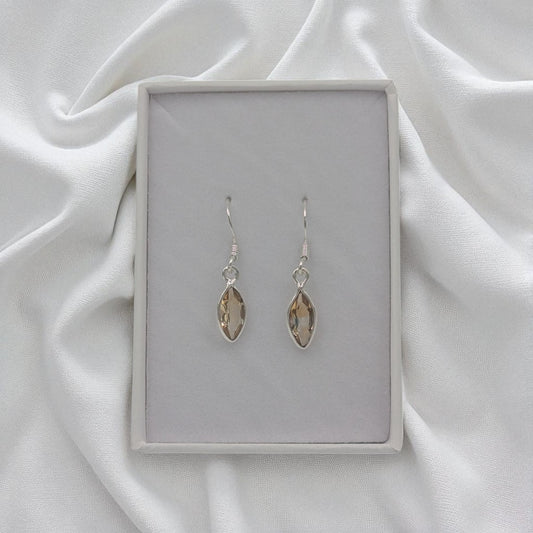 Sterling Silver Citrine Drop Earrings 1.2"