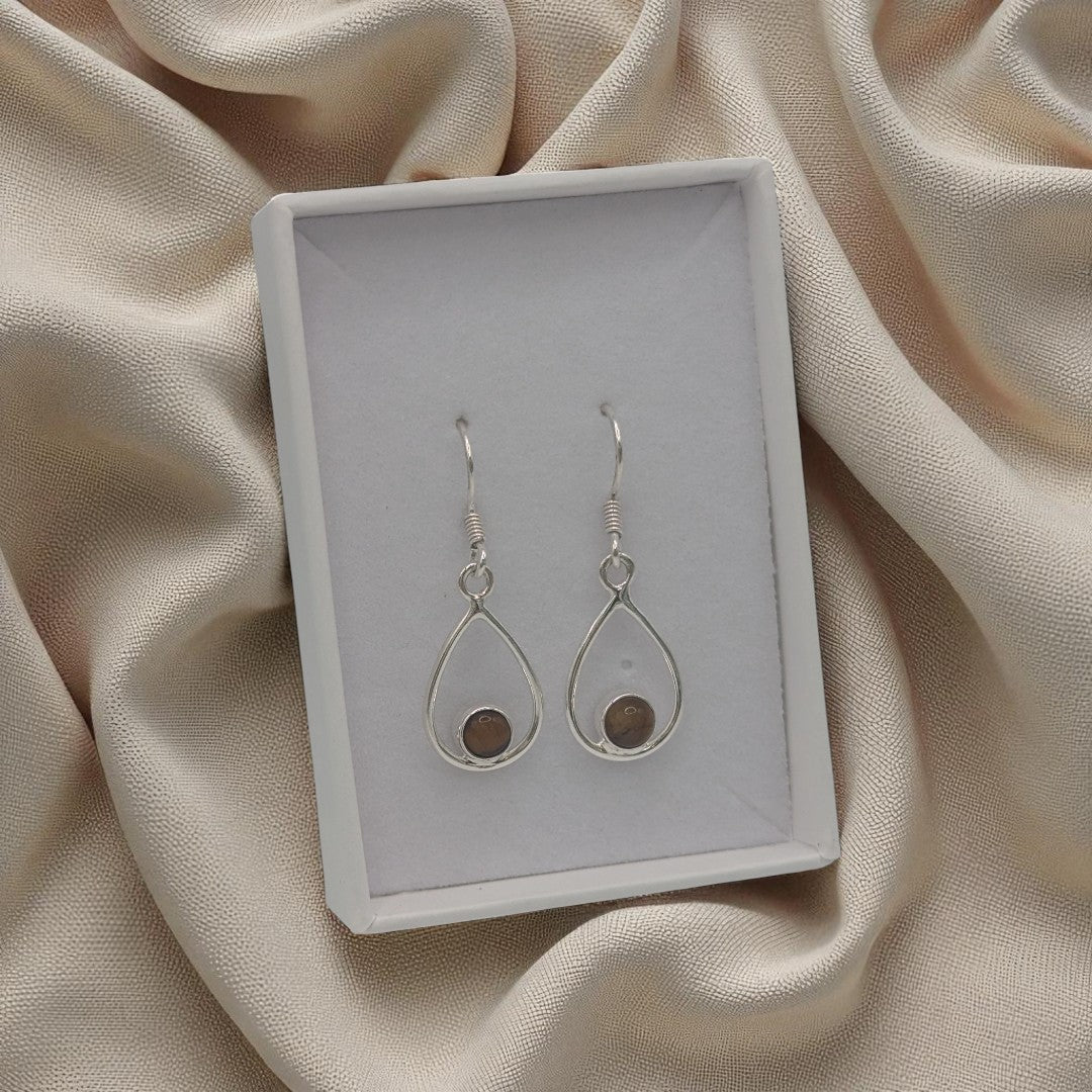 Sterling Silver Tigers Eye Open Teardrop Shape Earrings 1.4"