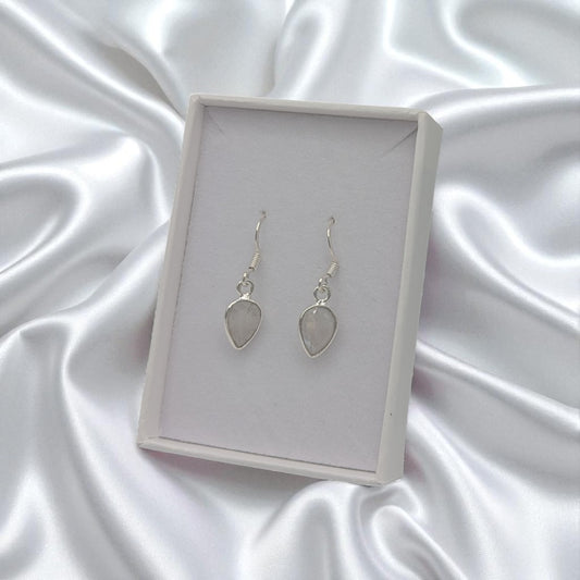 Sterling Silver Moonstone Teardrop Earrings 1.1"